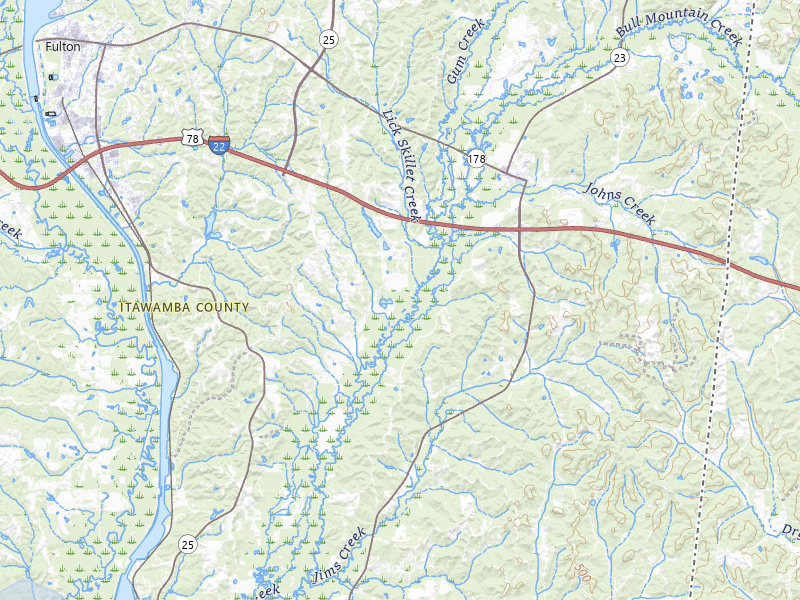 NEXRAD radar-signature map of the hail storm over Fulton, MS on Mar 7, 2026