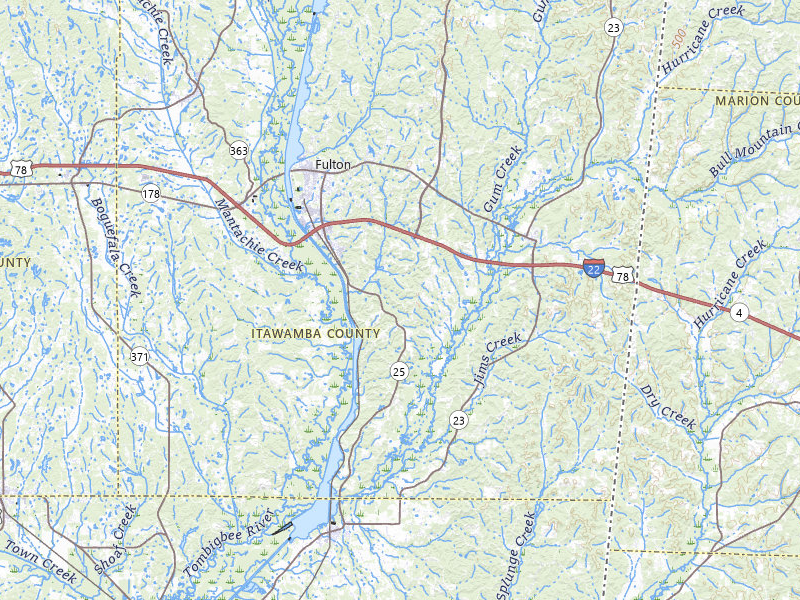 Radar-estimated hail-size map of the storm over Fulton, MS on Mar 15, 2026