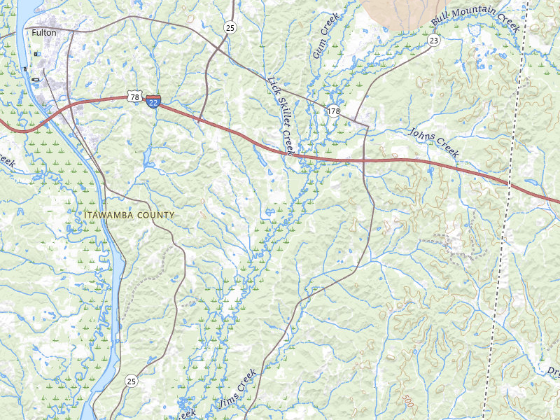 Radar-estimated hail-size map of the storm over Fulton, MS on Jul 1, 2026