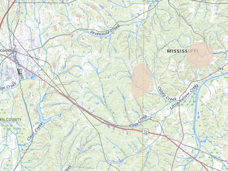 Radar-estimated hail-size map of the storm over Glen, MS on Mar 15, 2026