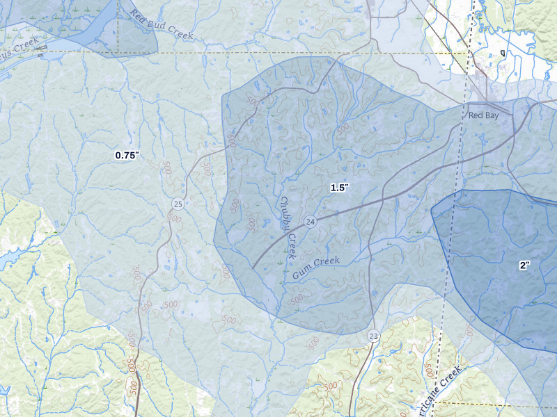 NEXRAD radar-signature map of the hail storm over Golden, MS on Jul 1, 2026