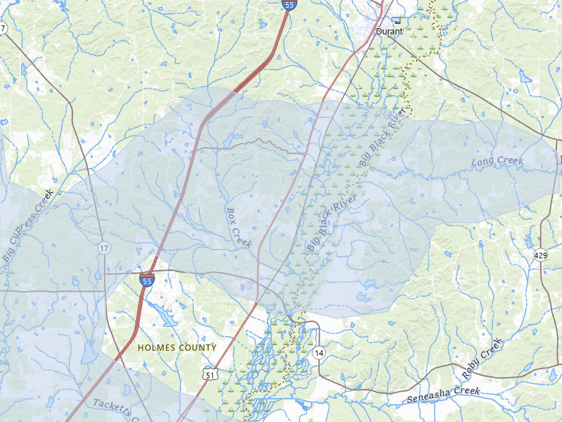 NEXRAD radar-signature map of the hail over Goodman, MS