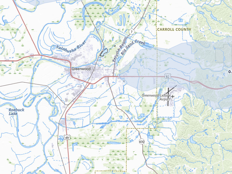 NEXRAD radar-signature map of the hail storm over Greenwood, MS on Apr 28, 2026