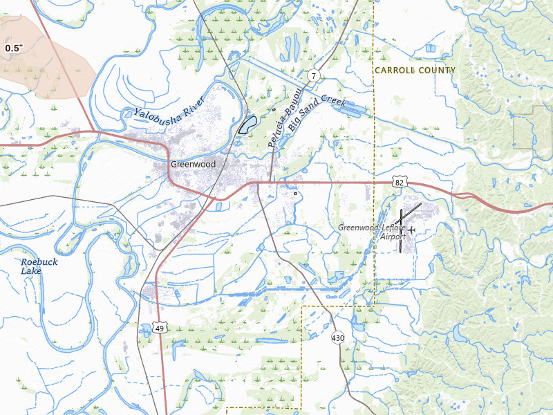 Radar-estimated hail-size map of the storm over Greenwood, MS on Jul 29, 2026
