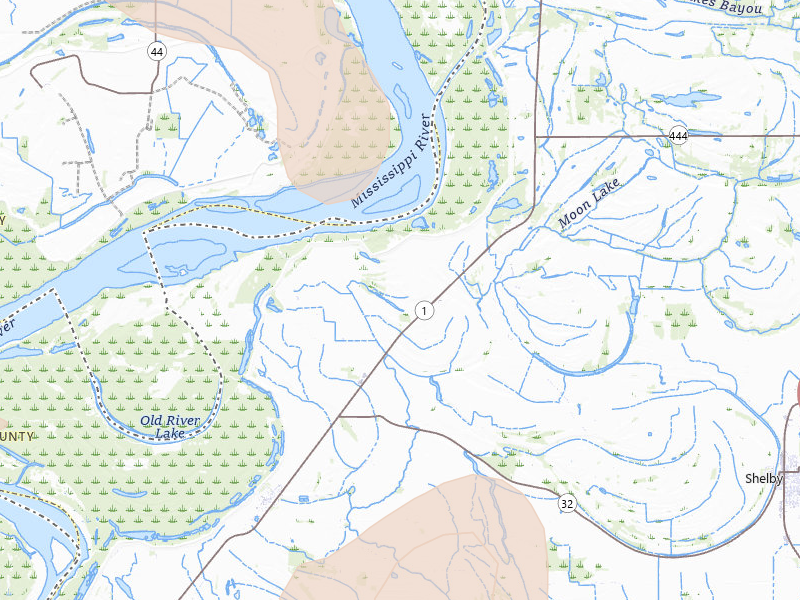 Radar-estimated hail-size map of the storm over Gunnison, MS on Jun 1, 2026