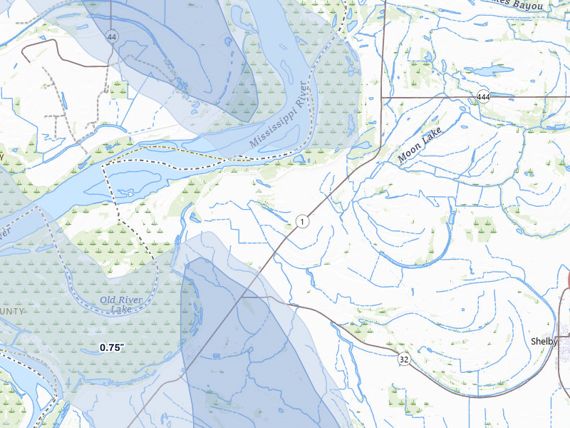 NEXRAD radar-signature map of the hail storm over Gunnison, MS on Jun 1, 2026