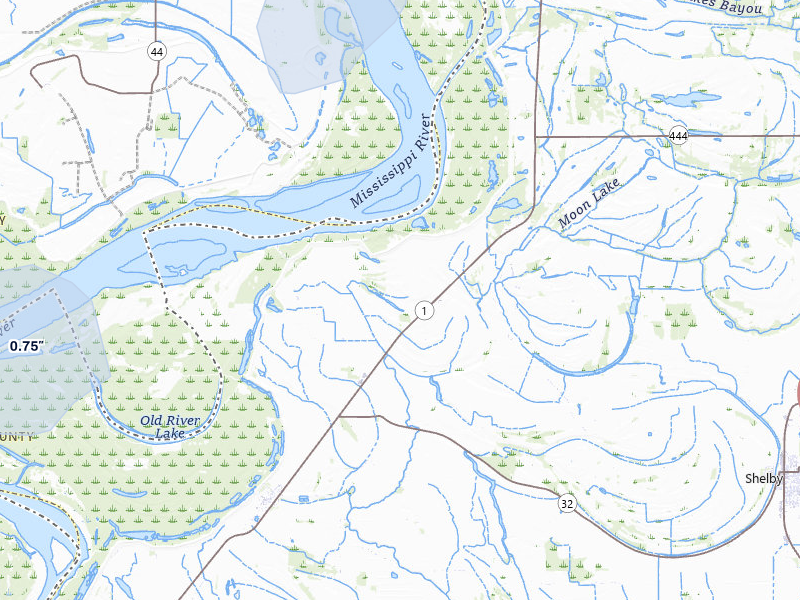 NEXRAD radar-signature map of the hail over Gunnison, MS