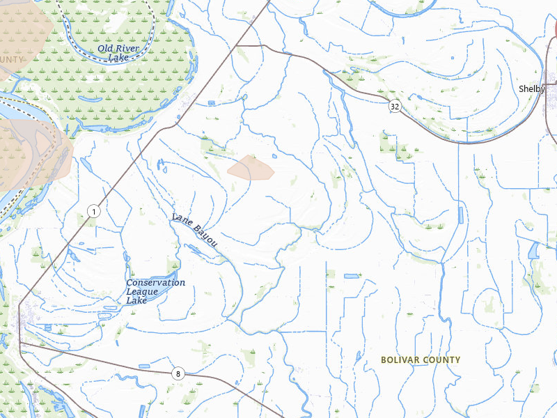 Radar-estimated hail-size map of the storm over Gunnison, MS on Aug 22, 2026