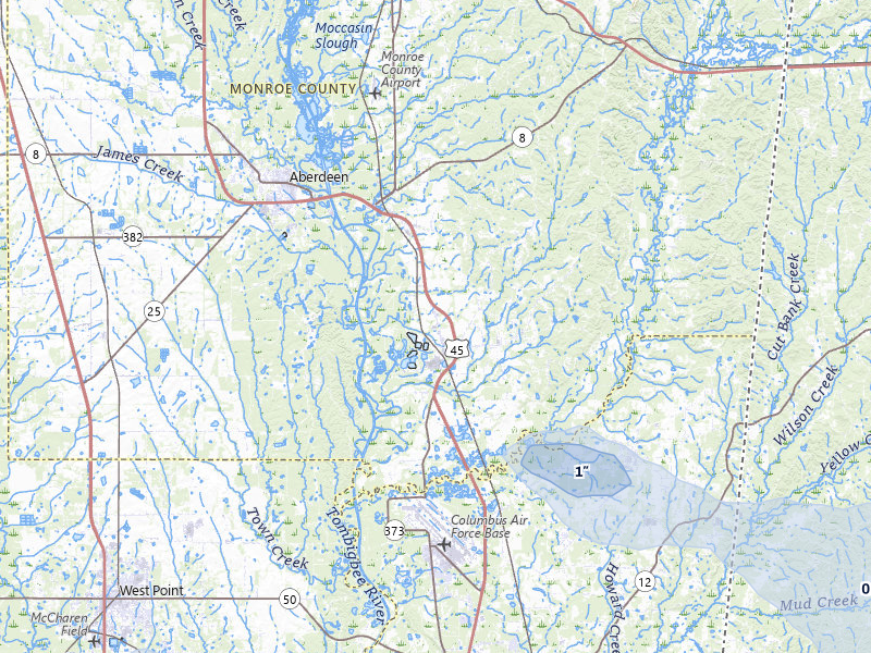 NEXRAD radar-signature map of the hail storm over Hamilton, MS on Jul 9, 2026