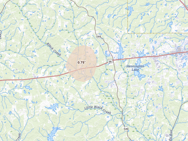 Radar-estimated hail-size map of the storm over Hattiesburg, MS