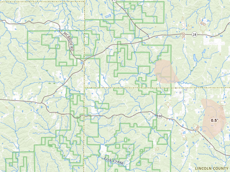 Radar-estimated hail-size map of the storm over Hazlehurst, MS on Jun 1, 2026
