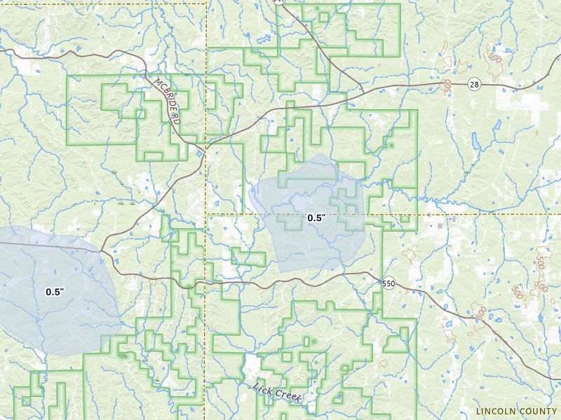 NEXRAD radar-signature map of the hail storm over Hazlehurst, MS on Jul 4, 2026