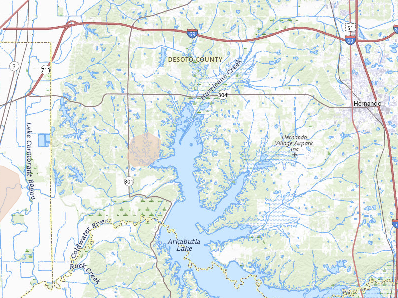 Radar-estimated hail-size map of the storm over Hernando, MS on Aug 17, 2026