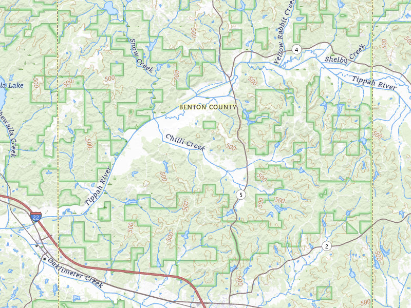Radar-estimated hail-size map of the storm over Hickory Flat, MS on Mar 15, 2026