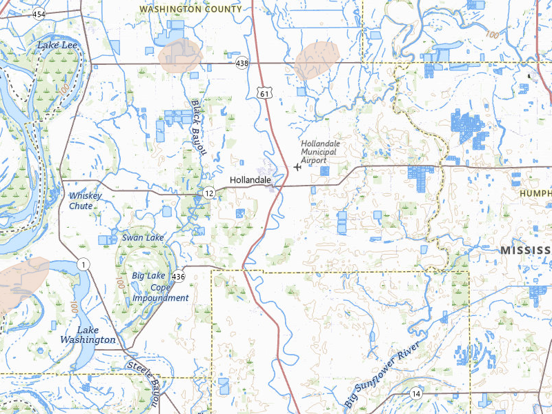 Radar-estimated hail-size map of the storm over Hollandale, MS on Apr 28, 2026