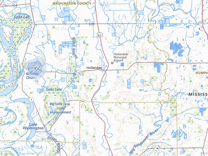 NEXRAD radar-signature map of the hail storm over Hollandale, MS on May 8, 2026
