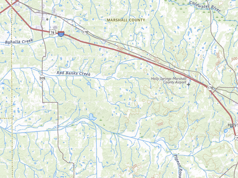 Radar-estimated hail-size map of the storm over Holly Springs, MS on Jul 5, 2026