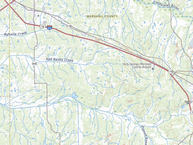 NEXRAD radar-signature map of the hail storm over Holly Springs, MS on Jul 5, 2026