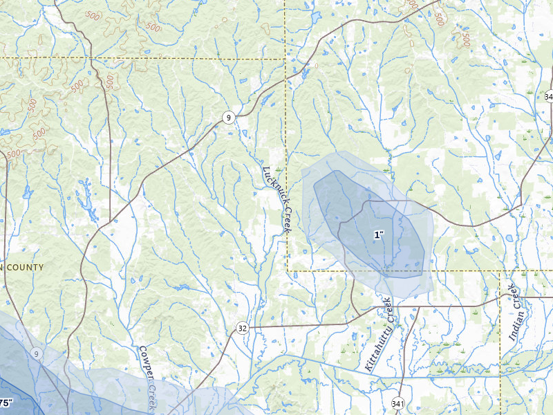 NEXRAD radar-signature map of the hail over Houlka, MS