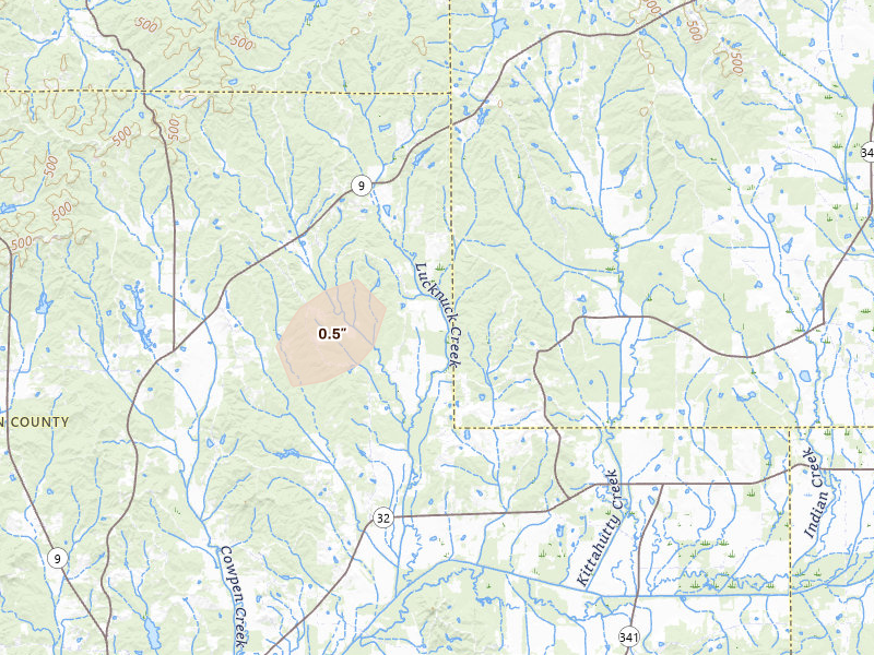 Radar-estimated hail-size map of the storm over Houlka, MS