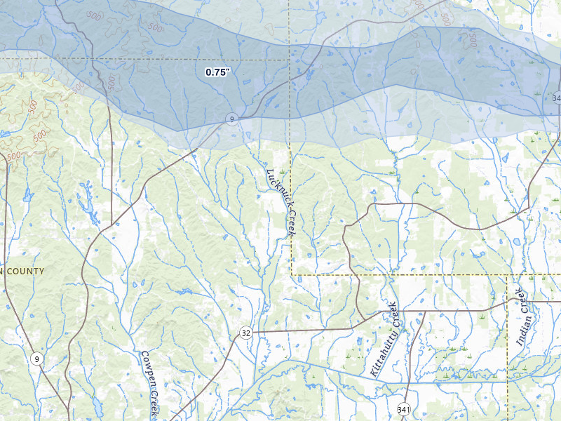 NEXRAD radar-signature map of the hail storm over Houlka, MS on Jul 31, 2026
