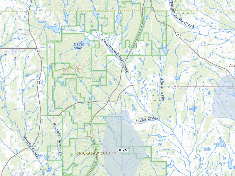 NEXRAD radar-signature map of the hail storm over Houston, MS on Jul 11, 2026