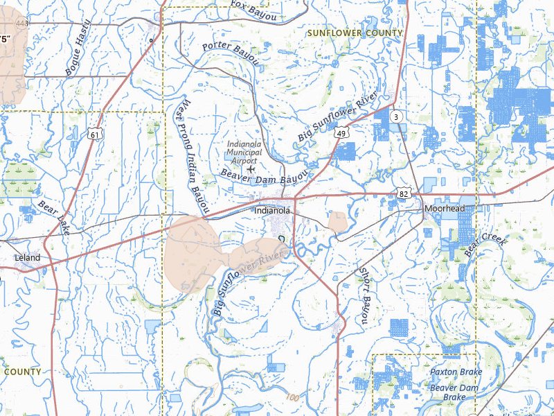Radar-estimated hail-size map of the storm over Indianola, MS on Jun 1, 2026