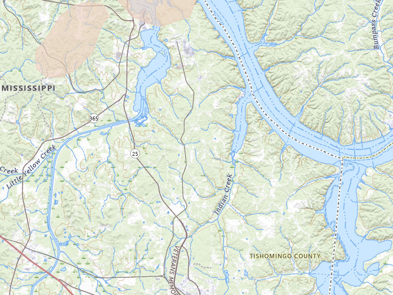 Radar-estimated hail-size map of the storm over Iuka, MS on Jul 8, 2026