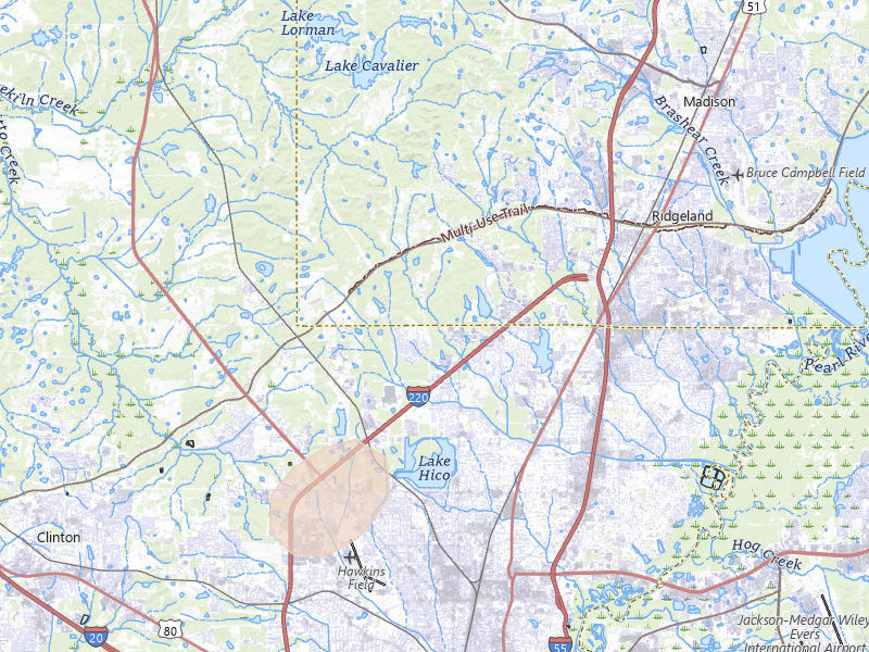 Radar-estimated hail-size map of the storm over Jackson, MS on Jul 4, 2026