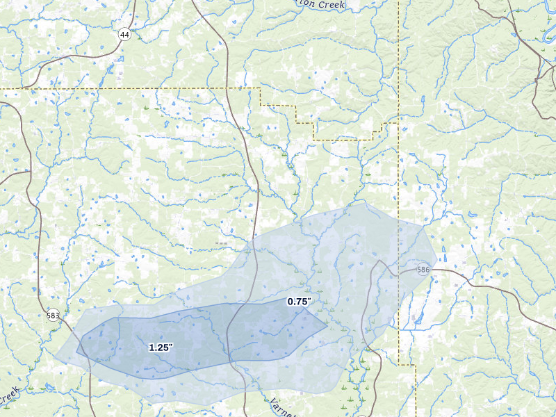 NEXRAD radar-signature map of the hail storm over Jayess, MS on Jun 2, 2026