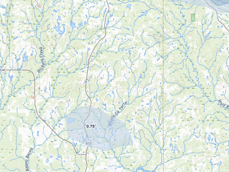 NEXRAD radar-signature map of the hail over Kiln, MS