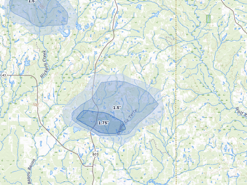 NEXRAD radar-signature map of the hail over Kiln, MS