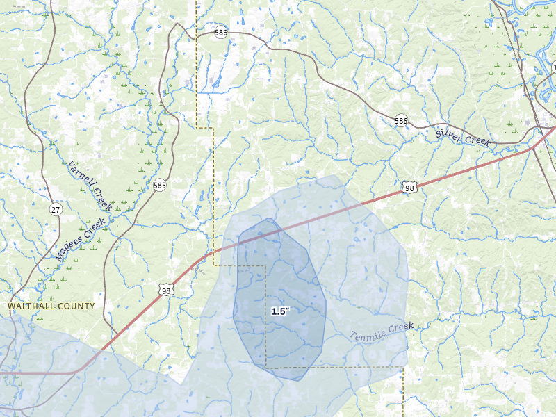 NEXRAD radar-signature map of the hail over Kokomo, MS