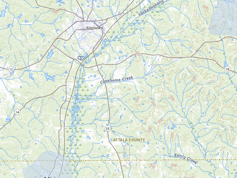 NEXRAD radar-signature map of the hail storm over Kosciusko, MS on Jul 3, 2026