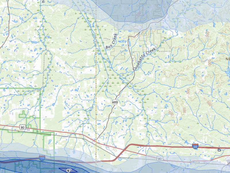 NEXRAD radar-signature map of the hail over Lake, MS