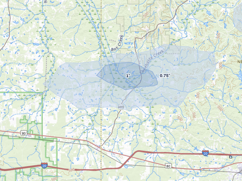 NEXRAD radar-signature map of the hail storm over Lake, MS on Apr 28, 2026