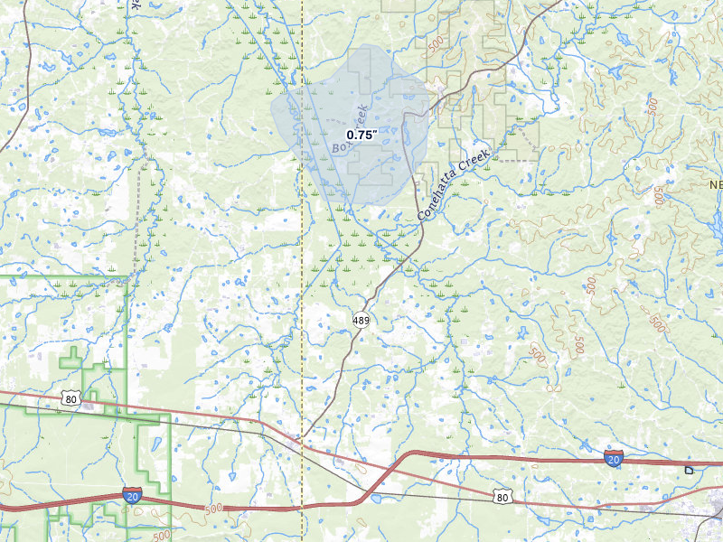 NEXRAD radar-signature map of the hail over Lake, MS