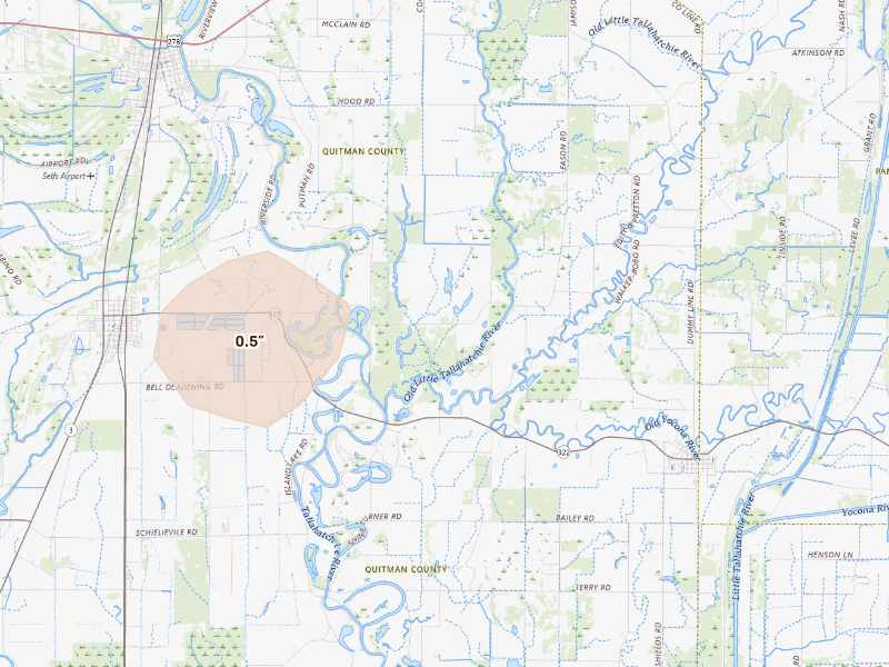 Radar-estimated hail-size map of the storm over Lambert, MS