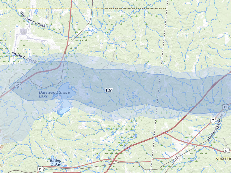 NEXRAD radar-signature map of the hail storm over Lauderdale, MS on May 6, 2026