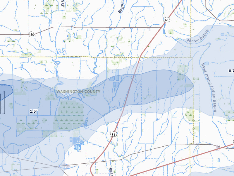 NEXRAD radar-signature map of the hail over Leland, MS