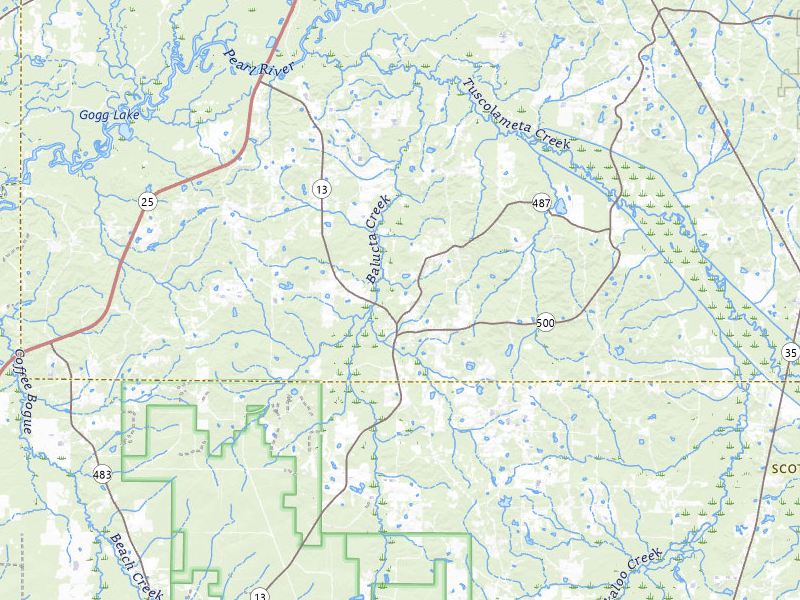 Radar-estimated hail-size map of the storm over Lena, MS on Mar 7, 2026