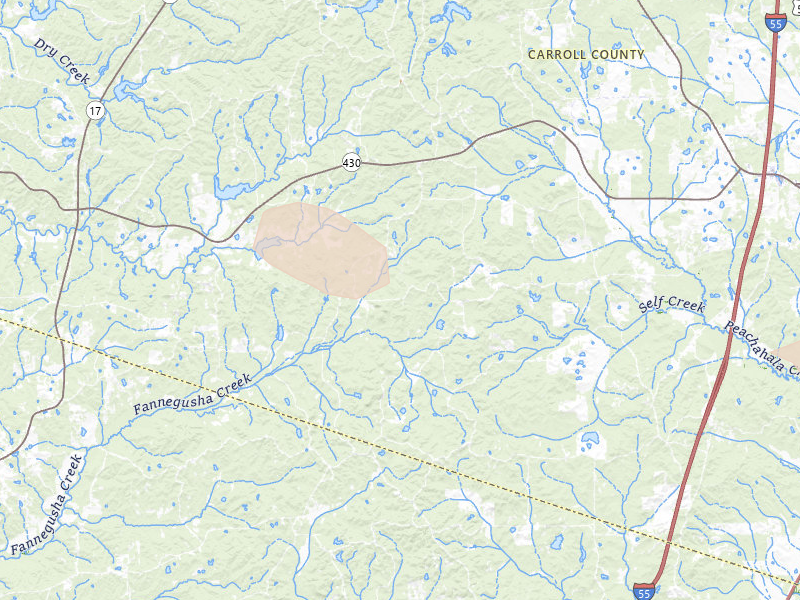 Radar-estimated hail-size map of the storm over Lexington, MS on Aug 20, 2026