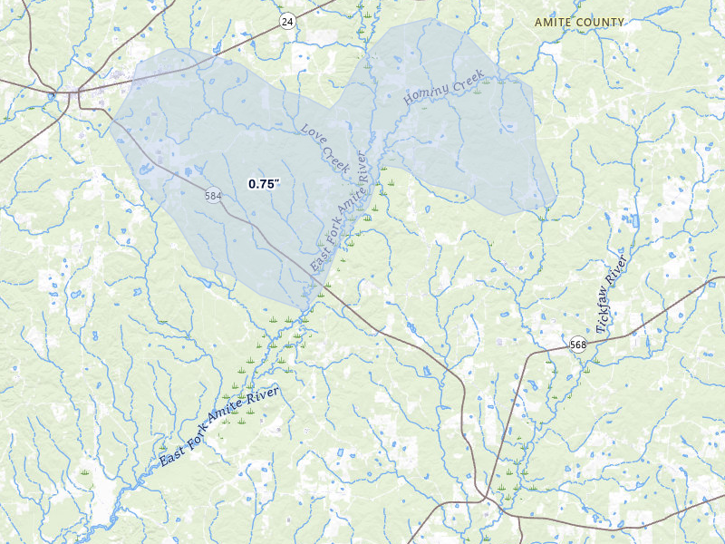 NEXRAD radar-signature map of the hail storm over Liberty, MS on Jul 30, 2026