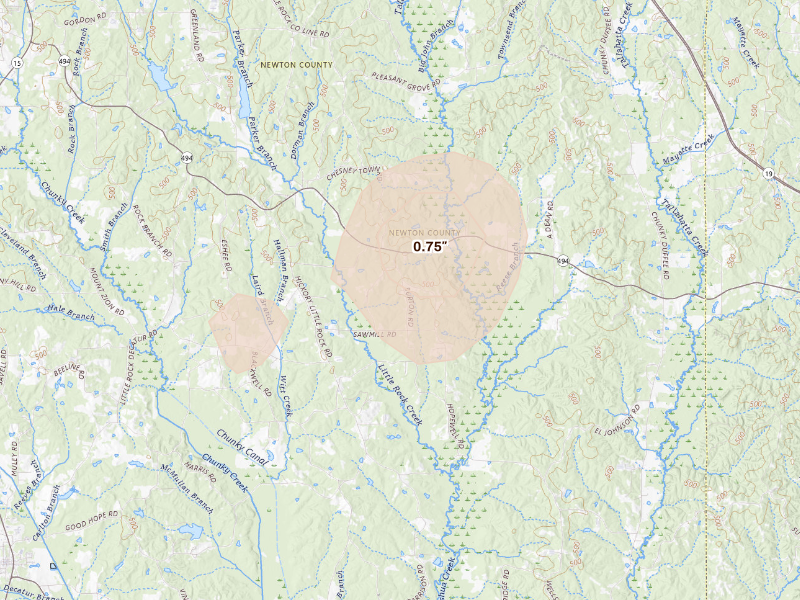 Radar-estimated hail-size map of the storm over Little Rock, MS