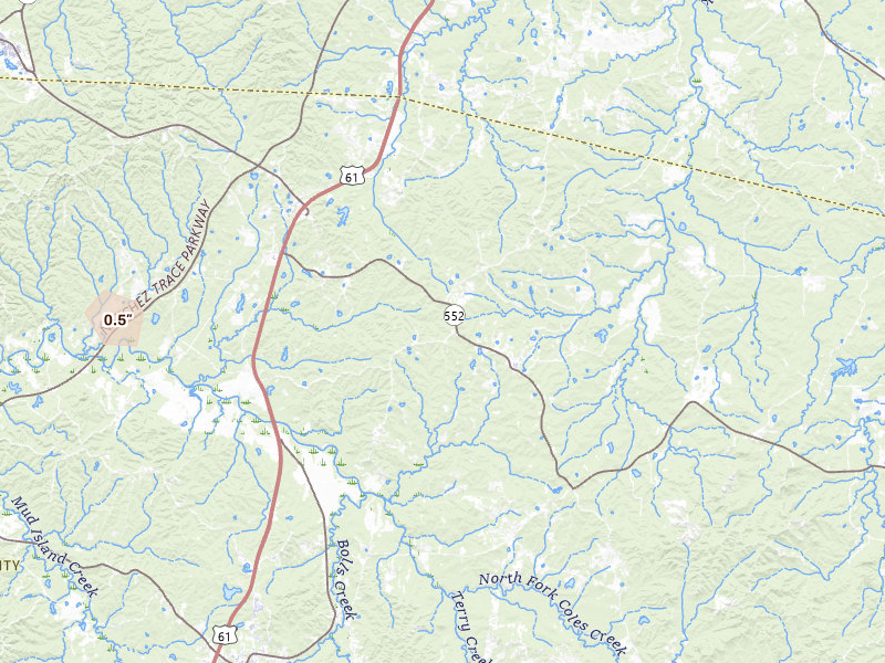 Radar-estimated hail-size map of the storm over Lorman, MS on Jun 1, 2026