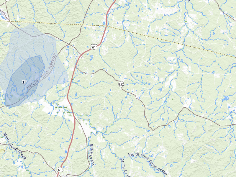 NEXRAD radar-signature map of the hail storm over Lorman, MS on Jun 1, 2026