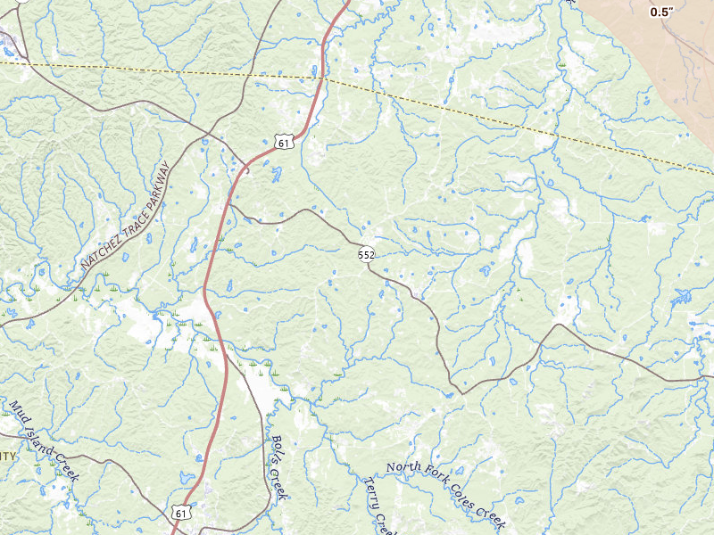 Radar-estimated hail-size map of the storm over Lorman, MS on Jul 1, 2026