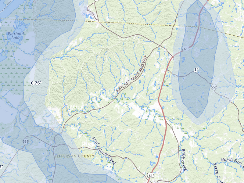 NEXRAD radar-signature map of the hail storm over Lorman, MS on Aug 21, 2026