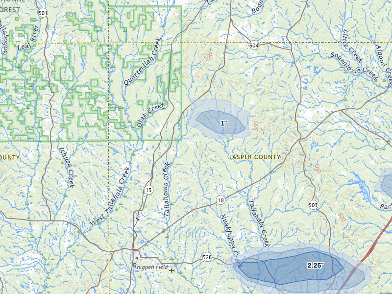 NEXRAD radar-signature map of the hail storm over Louin, MS on Aug 20, 2026