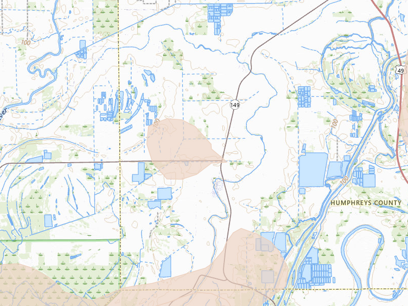 Radar-estimated hail-size map of the storm over Louise, MS on Jul 1, 2026
